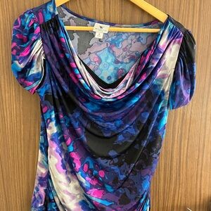 Worthington Purple and Blue Ruched Blouse
